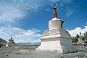 Ladakh - Chortens and mani walls with piles of graved stones are a very common sight